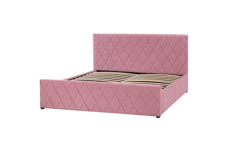 Sänky säilytystilalla Rochefort - Vaaleanpunainen, Rosa, 160x200 cm - Huonekalut - Sänky - Sänkykehikot & sängynrungot