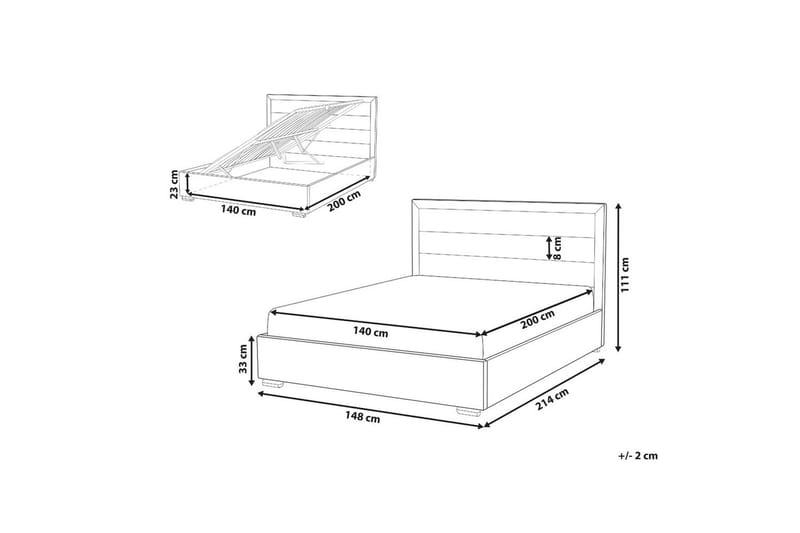 Sänky säilytystilalla Rouen - Harmaa, 140x200 cm - Huonekalut - Sänky - Sänkykehikot & sängynrungot
