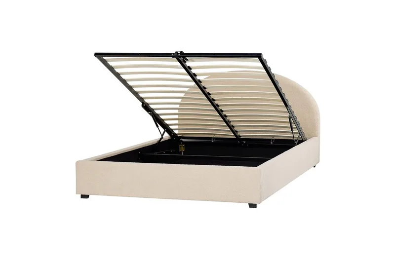 Sänky säilytystilalla Vaucluse - Beige/bouclé, Beige/Bouclé, 160x200 cm - Huonekalut - Sänky - Sänkykehikot & sängynrungot