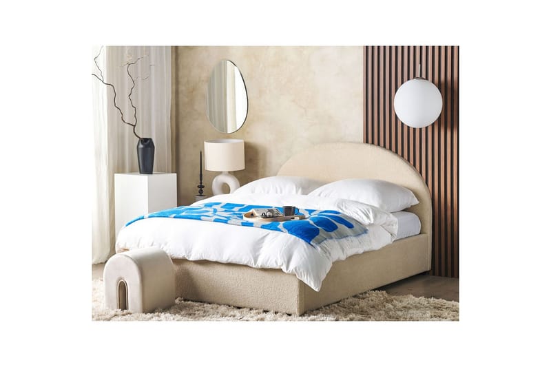 Sänky säilytystilalla Vaucluse - Beige/bouclé, Beige/Bouclé, 160x200 cm - Huonekalut - Sänky - Sänkykehikot & sängynrungot