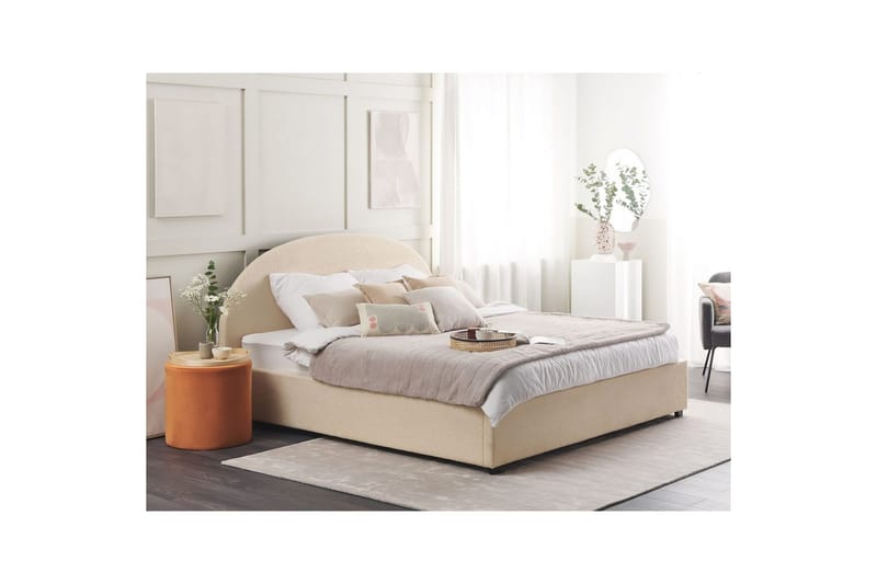 Sänky säilytystilalla Vaucluse - Beige/bouclé, Beige/Bouclé, 180x200 cm - Huonekalut - Sänky - Sänkykehikot & sängynrungot