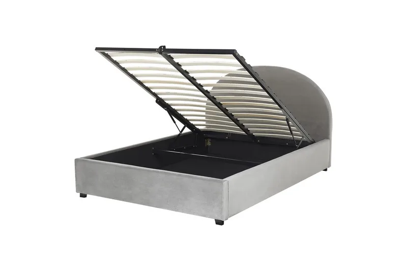 Sänky säilytystilalla Vaucluse - Vaaleanharmaa/sametti, Vaaleanharmaa/Sametti, 160x200 cm - Huonekalut - Sänky - Sänkykehikot & sängynrungot