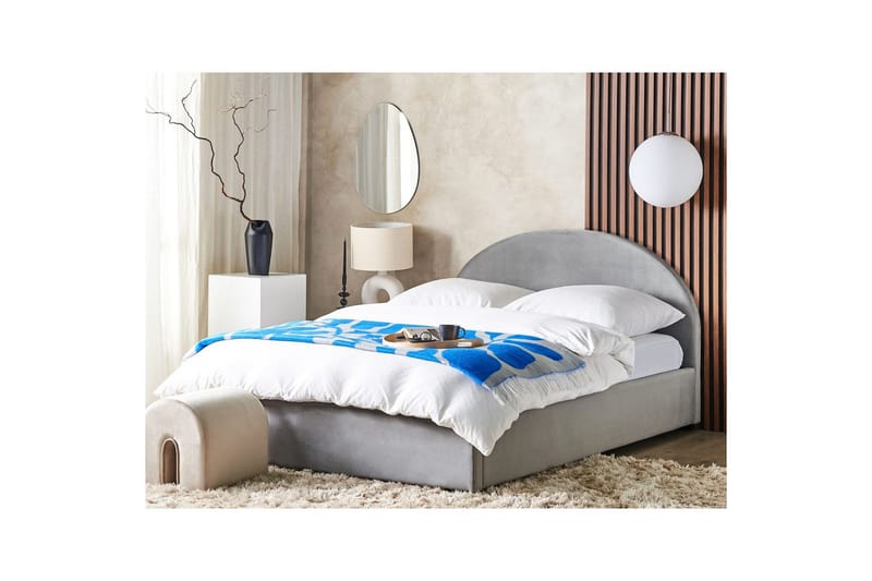 Sänky säilytystilalla Vaucluse - Vaaleanharmaa/sametti, Vaaleanharmaa/Sametti, 180x200 cm - Huonekalut - Sänky - Sänkykehikot & sängynrungot