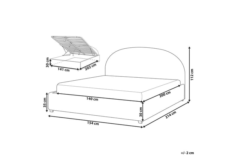 Sänky säilytystilalla Vaucluse - Vaaleansininen/polyesteri, Vaaleansininen/Polyesteri, 140x200 cm - Huonekalut - Sänky - Sänkykehikot & sängynrungot