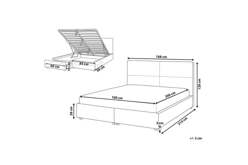 Sänky säilytystilalla Vernoyes - Musta, kulta, 160x200 cm - Huonekalut - Sänky - Sänkykehikot & sängynrungot