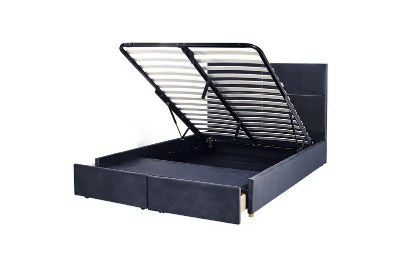 Sänky säilytystilalla Vernoyes, Musta, kulta, 160x200 cm