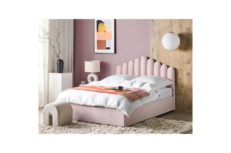 Sänky säilytystilalla Vincennes - Rosa, Musta, 160x200 cm - Huonekalut - Sänky - Sänkykehikot & sängynrungot