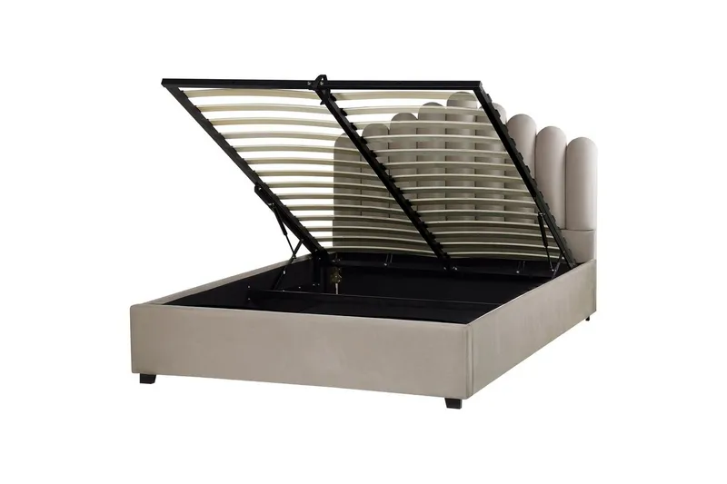 Sänky säilytystilalla Vincennes - Taupe, musta, 160x200 cm - Huonekalut - Sänky - Sänkykehikot & sängynrungot