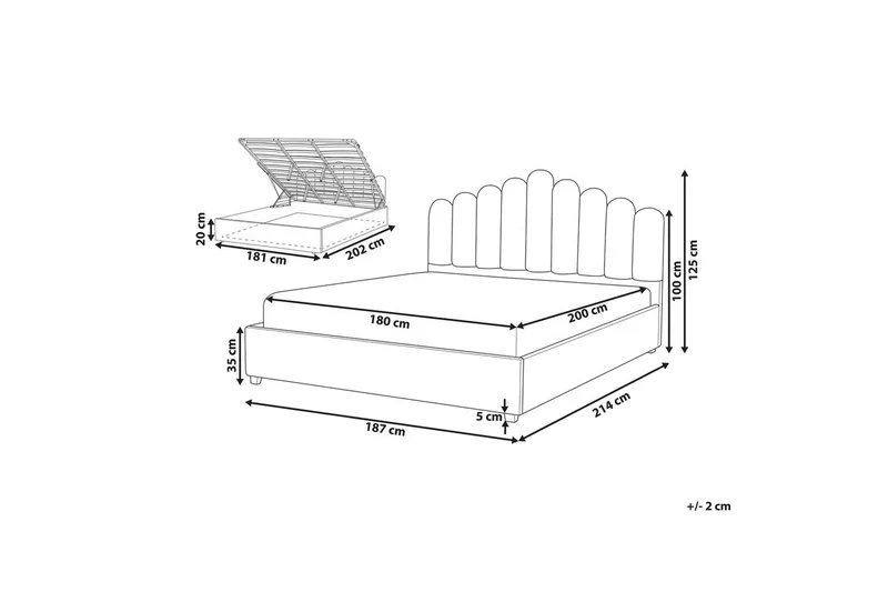 Sänky säilytystilalla Vincennes - Taupe, musta, 180x200 cm - Huonekalut - Sänky - Sänkykehikot & sängynrungot