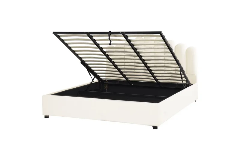 Sänky säilytystilalla Vincennes - Valkoinen, Musta, 180x200 cm - Huonekalut - Sänky - Sänkykehikot & sängynrungot