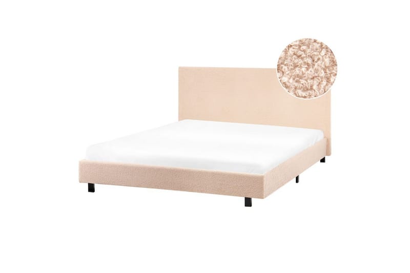 Sänky sälepohjalla Albi - Beige, musta/Bouclé, 140x200 cm - Huonekalut - Sänky - Sänkykehikot & sängynrungot