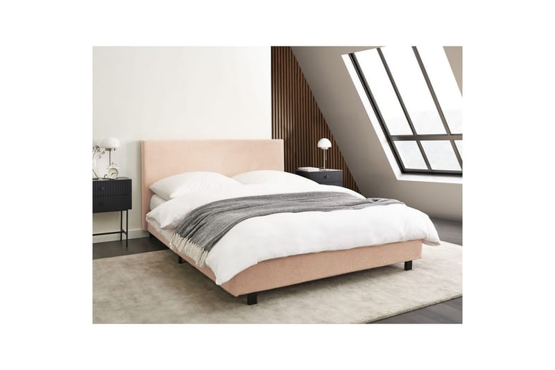 Sänky sälepohjalla Albi - Beige, musta/Bouclé, 140x200 cm - Huonekalut - Sänky - Sänkykehikot & sängynrungot