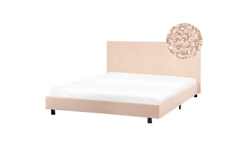 Sänky sälepohjalla Albi - Beige, musta/Bouclé, 160x200 cm - Huonekalut - Sänky - Sänkykehikot & sängynrungot