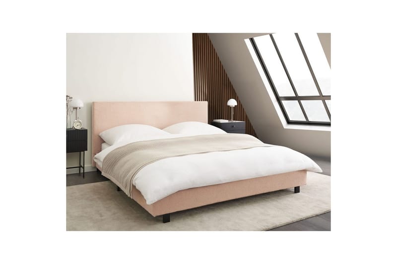 Sänky sälepohjalla Albi - Beige, musta/Bouclé, 160x200 cm - Huonekalut - Sänky - Sänkykehikot & sängynrungot