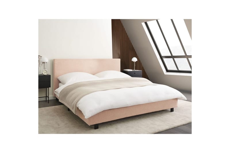 Sänky sälepohjalla Albi - Beige, musta/Bouclé, 160x200 cm - Huonekalut - Sänky - Sänkykehikot & sängynrungot