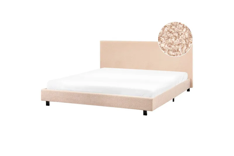 Sänky sälepohjalla Albi - Beige, musta/Bouclé, 180x200 cm - Huonekalut - Sänky - Sänkykehikot & sängynrungot