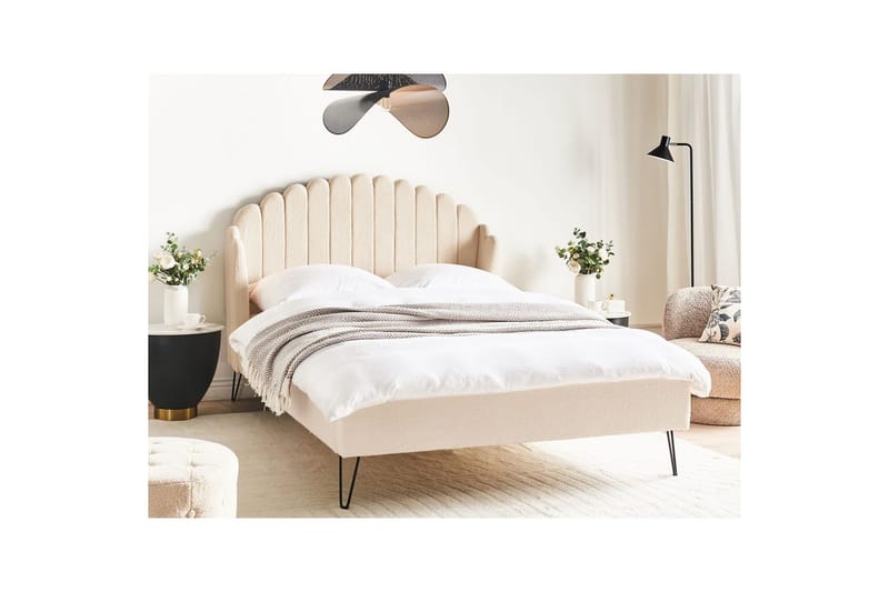 Sänky sälepohjalla Ambillou - Beige, musta, 140x200 cm - Huonekalut - Sänky - Sänkykehikot & sängynrungot