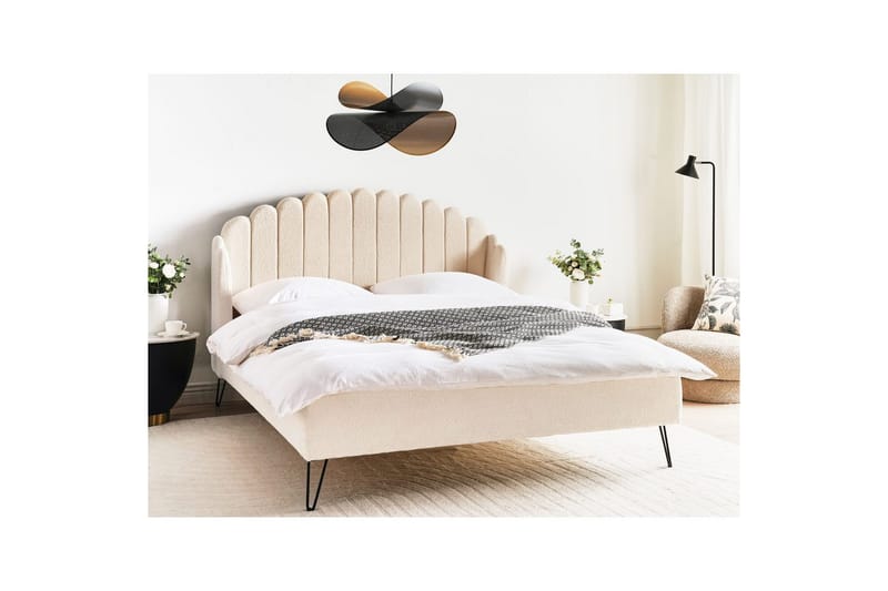 Sänky sälepohjalla Ambillou - Beige, musta, 160x200 cm - Huonekalut - Sänky - Sänkykehikot & sängynrungot