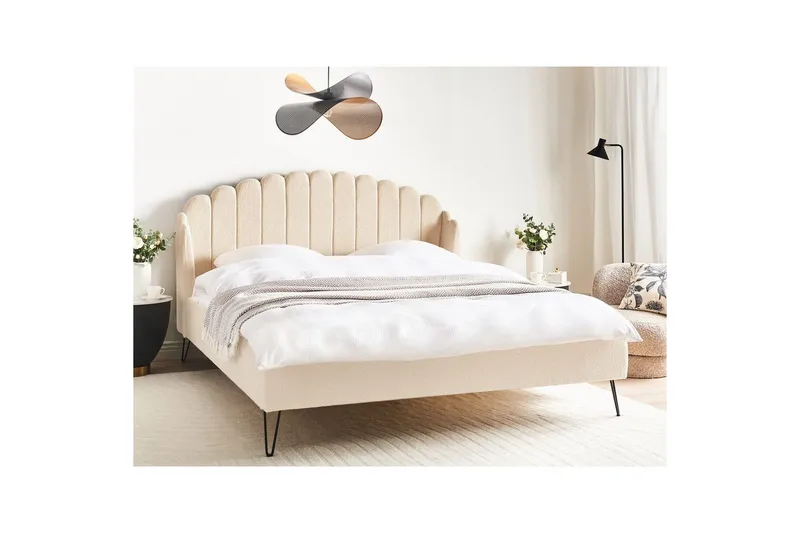 Sänky sälepohjalla Ambillou - Beige, musta, 180x200 cm - Huonekalut - Sänky - Sänkykehikot & sängynrungot