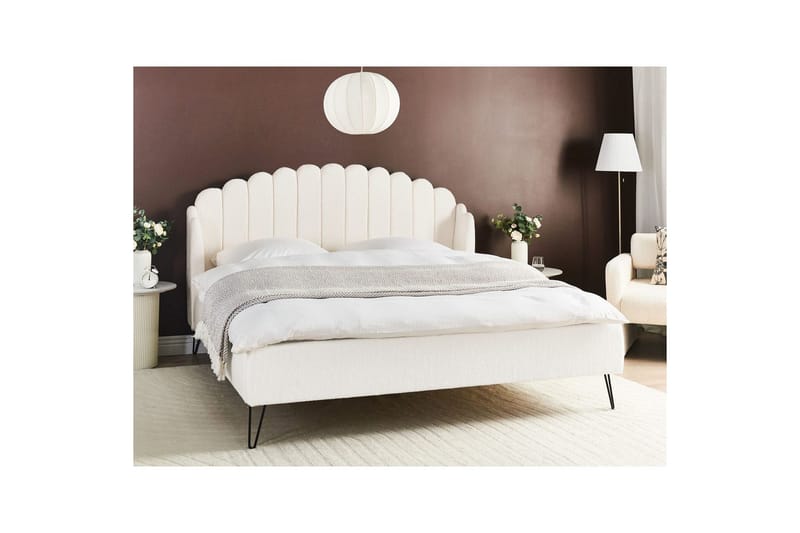 Sänky sälepohjalla Ambillou - Valkoinen, Musta, 180x200 cm - Huonekalut - Sänky - Sänkykehikot & sängynrungot