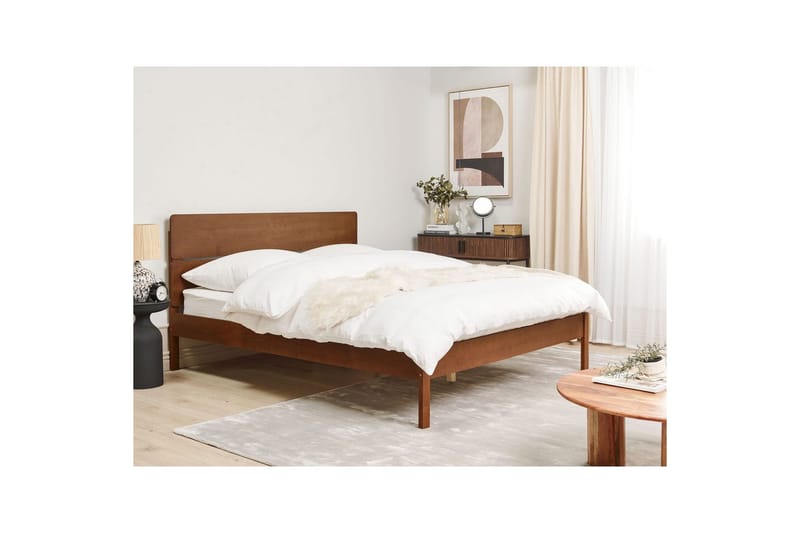 Sänky sälepohjalla Boisset - Ruskea/Kumipuu, 160x200 cm - Huonekalut - Sänky - Sänkykehikot & sängynrungot