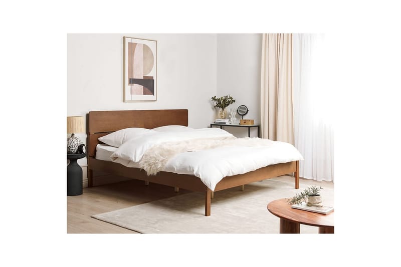 Sänky sälepohjalla Boisset - Ruskea/Kumipuu, 180x200 cm - Huonekalut - Sänky - Sänkykehikot & sängynrungot