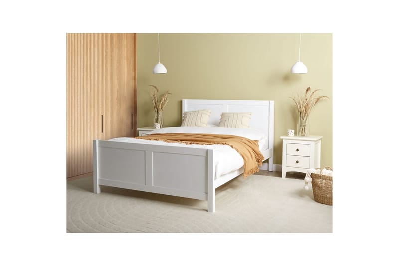Sänky sälepohjalla Champagnat - Valkoinen, 140x200 cm - Huonekalut - Sänky - Sänkykehikot & sängynrungot