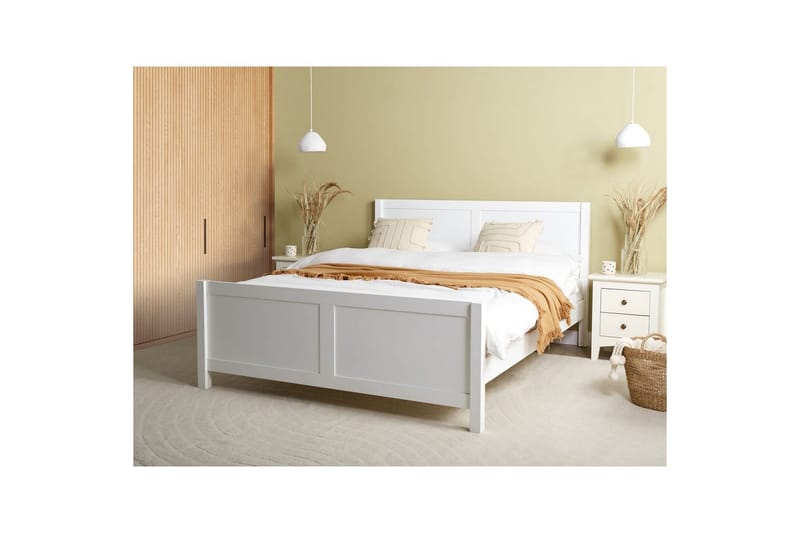 Sänky sälepohjalla Champagnat - Valkoinen, 160x200 cm - Huonekalut - Sänky - Sänkykehikot & sängynrungot