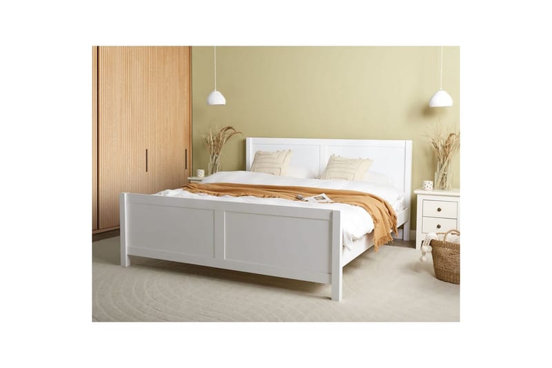 Sänky sälepohjalla Champagnat - Valkoinen, 180x200 cm - Huonekalut - Sänky - Sänkykehikot & sängynrungot