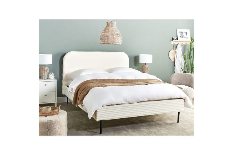 Sänky sälepohjalla Flayat - Valkoinen, Musta, 140x200 cm - Huonekalut - Sänky - Sänkykehikot & sängynrungot