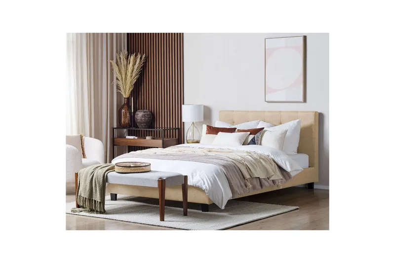 Sänky sälepohjalla La Rochelle - Beige, 180x200 cm - Huonekalut - Sänky - Sänkykehikot & sängynrungot