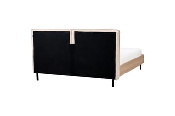 Sänky sälepohjalla Limanton - Beige, vaalea puu, musta/Bouclé, 160x200 cm - Huonekalut - Sänky - Sänkykehikot & sängynrungot