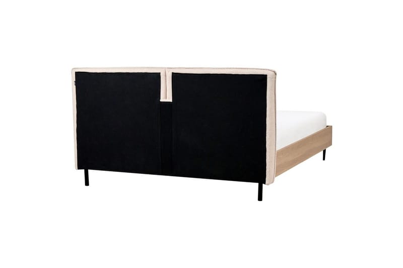 Sänky sälepohjalla Limanton - Beige, vaalea puu, musta/Bouclé, 160x200 cm - Huonekalut - Sänky - Sänkykehikot & sängynrungot