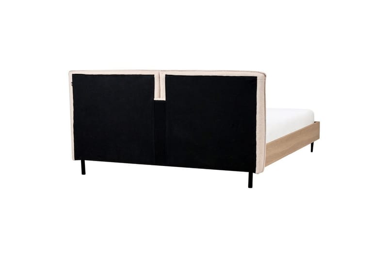 Sänky sälepohjalla Limanton - Beige, vaalea puu, musta/Bouclé, 180x200 cm - Huonekalut - Sänky - Sänkykehikot & sängynrungot