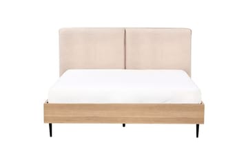 Sänky sälepohjalla Limanton - Beige, vaalea puu, musta/Bouclé, 140x200 cm - Huonekalut - Sänky - Sänkykehikot & sängynrungot