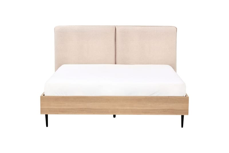 Sänky sälepohjalla Limanton - Beige, vaalea puu, musta/Bouclé, 140x200 cm - Huonekalut - Sänky - Sänkykehikot & sängynrungot