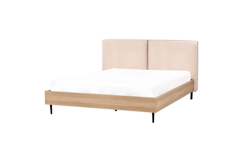 Sänky sälepohjalla Limanton - Beige, vaalea puu, musta/Bouclé, 160x200 cm - Huonekalut - Sänky - Sänkykehikot & sängynrungot