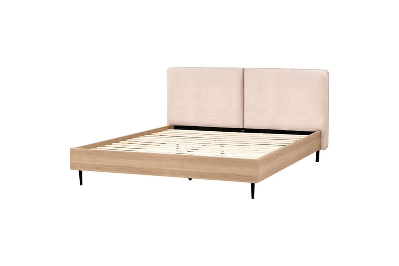 Sänky sälepohjalla Limanton - Beige, vaalea puu, musta/Bouclé, 180x200 cm - Huonekalut - Sänky - Sänkykehikot & sängynrungot