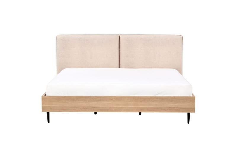 Sänky sälepohjalla Limanton - Beige, vaalea puu, musta/Bouclé, 180x200 cm - Huonekalut - Sänky - Sänkykehikot & sängynrungot