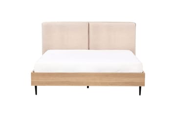 Sänky sälepohjalla Limanton - Beige, vaalea puu, musta/Bouclé, 160x200 cm - Huonekalut - Sänky - Sänkykehikot & sängynrungot
