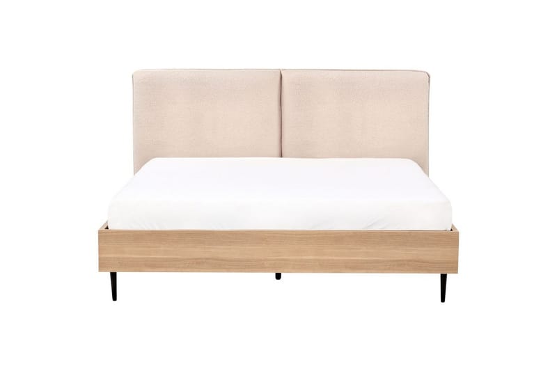 Sänky sälepohjalla Limanton - Beige, vaalea puu, musta/Bouclé, 160x200 cm - Huonekalut - Sänky - Sänkykehikot & sängynrungot