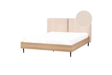 Sänky sälepohjalla Limanton - Beige, vaalea puu, musta/Bouclé, 160x200 cm - Huonekalut - Sänky - Sänkykehikot & sängynrungot