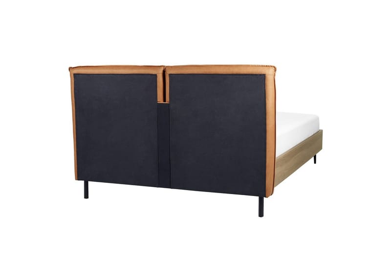 Sänky sälepohjalla Limanton - Ruskea, vaalea puu, musta/Keinonahka, Ruskea, vaalea puu, musta/tekonahka, 140x200 cm - Huonekalut - Sänky - Sänkykehikot & sängynrungot