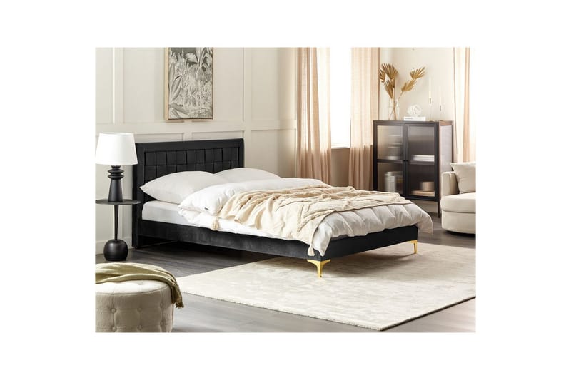 Sänky sälepohjalla Limoux - Musta, 140x200 cm - Huonekalut - Sänky - Sänkykehikot & sängynrungot