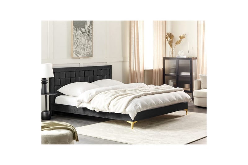 Sänky sälepohjalla Limoux - Musta, 180x200 cm - Huonekalut - Sänky - Sänkykehikot & sängynrungot