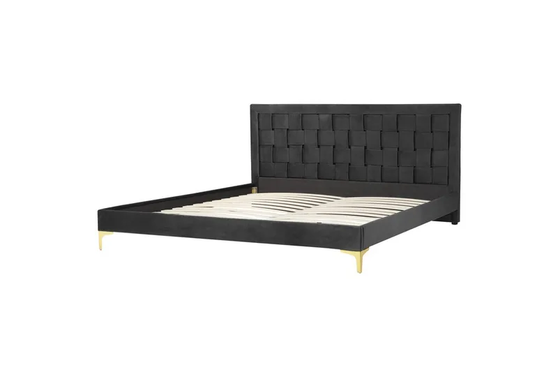 Sänky sälepohjalla Limoux - Musta, 180x200 cm - Huonekalut - Sänky - Sänkykehikot & sängynrungot