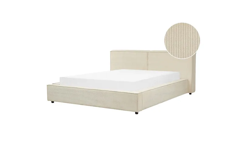 Sänky sälepohjalla Linards, Beige/manchesterkangas, Beige/Manchesterkangas, 160x200 cm