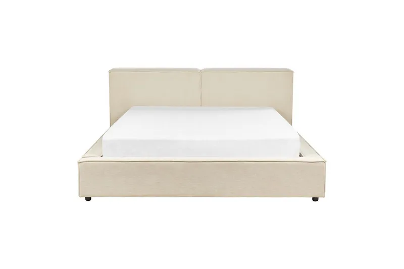 Sänky sälepohjalla Linards - Beige/manchesterkangas, Beige/Manchesterkangas, 160x200 cm - Huonekalut - Sänky - Sänkykehikot & sängynrungot