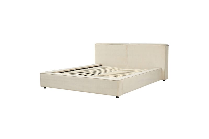 Sänky sälepohjalla Linards - Beige/manchesterkangas, Beige/Manchesterkangas, 160x200 cm - Huonekalut - Sänky - Sänkykehikot & sängynrungot