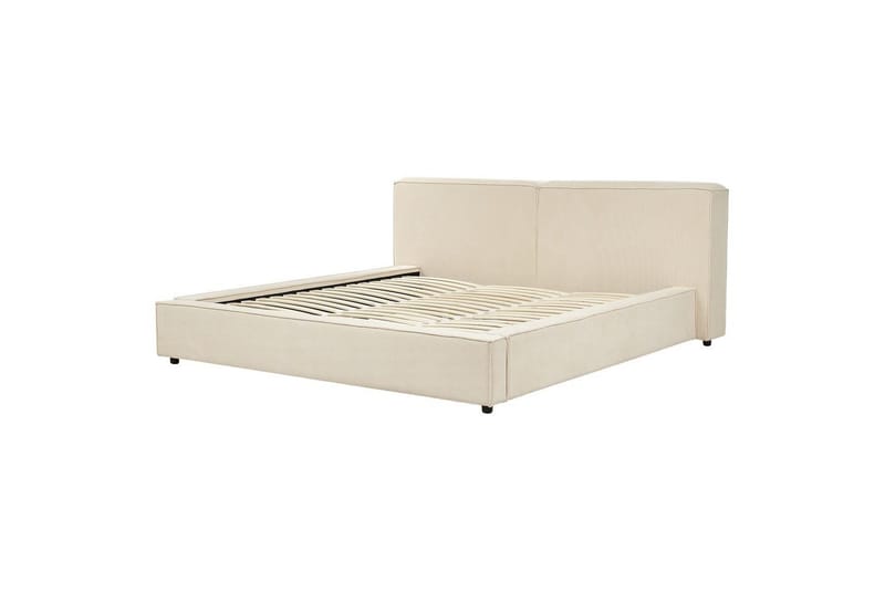 Sänky sälepohjalla Linards - Beige/manchesterkangas, Beige/Manchesterkangas, 180x200 cm - Huonekalut - Sänky - Sänkykehikot & sängynrungot